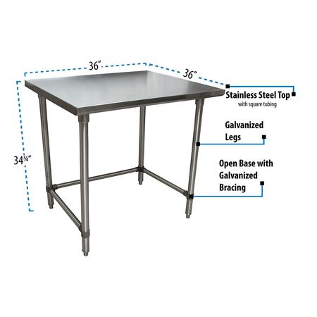 Bk Resources Stainless Steel Work Table Open Base 36"Wx36"D QTTOB-3636